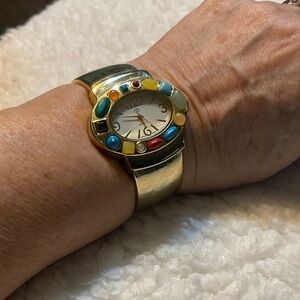 Gold Watch with Colorful Accents So cute.